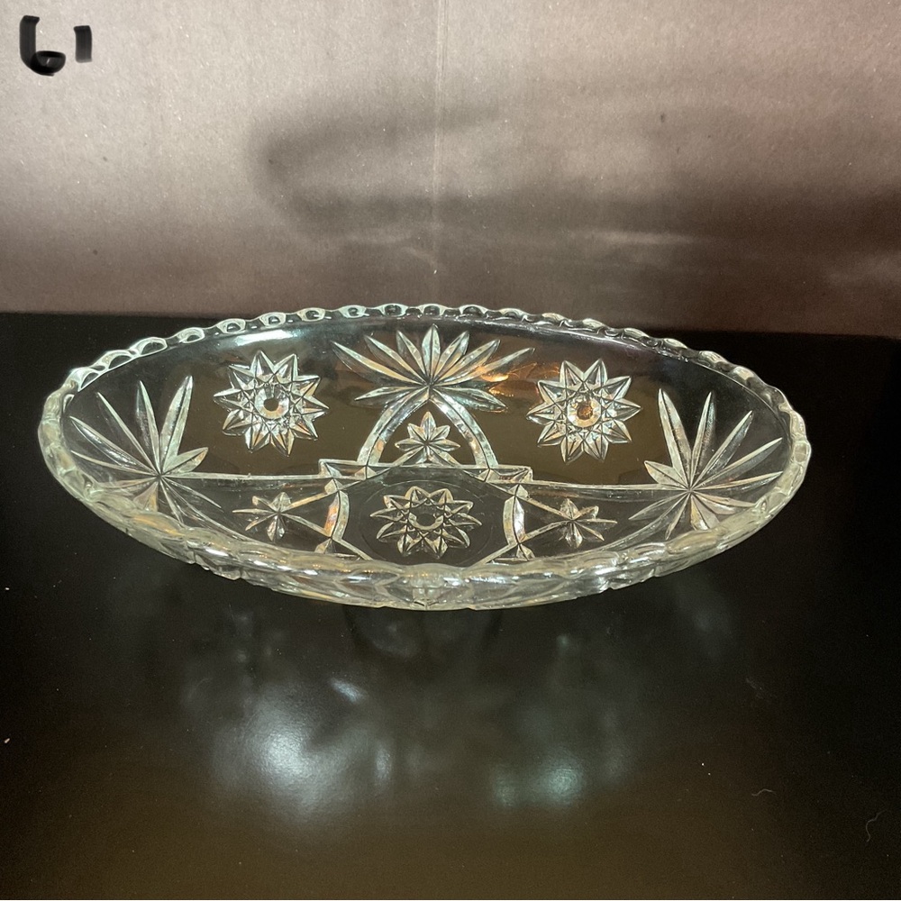 Anchor Hocking Star of David Early American Precut Clear Glass mint or nut dish.